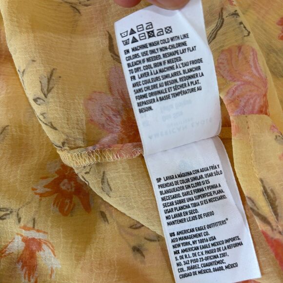 American Eagle NWT Women Floral Kimono Yellow OS Flowy Lightweight Boho Sheer - Picture 10 of 10